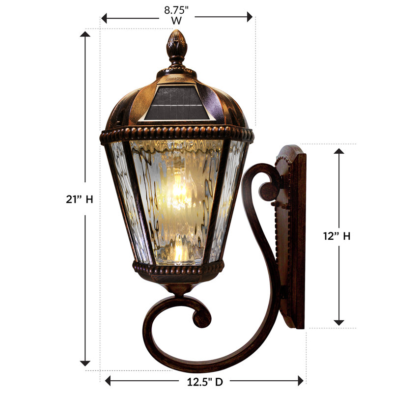 Royal Bulb Solar Light Wall Mount Brushed Bronze