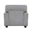 Fauteuil Brady, chenille brun sable, garniture cloutée, pieds noirs-115686132