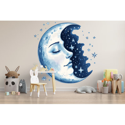 Moon And Stars Nursery Wall Decal – Celestial Kids Room Wall Art, Gender Neutral Baby Decor 032Mv