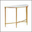 Console Bordeaux avec plateau blanc et pieds dorés, décoration et rangement élégants.