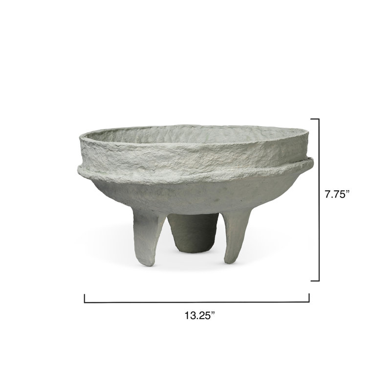 Green Cotton Mâché Low Bowl, 13.25"