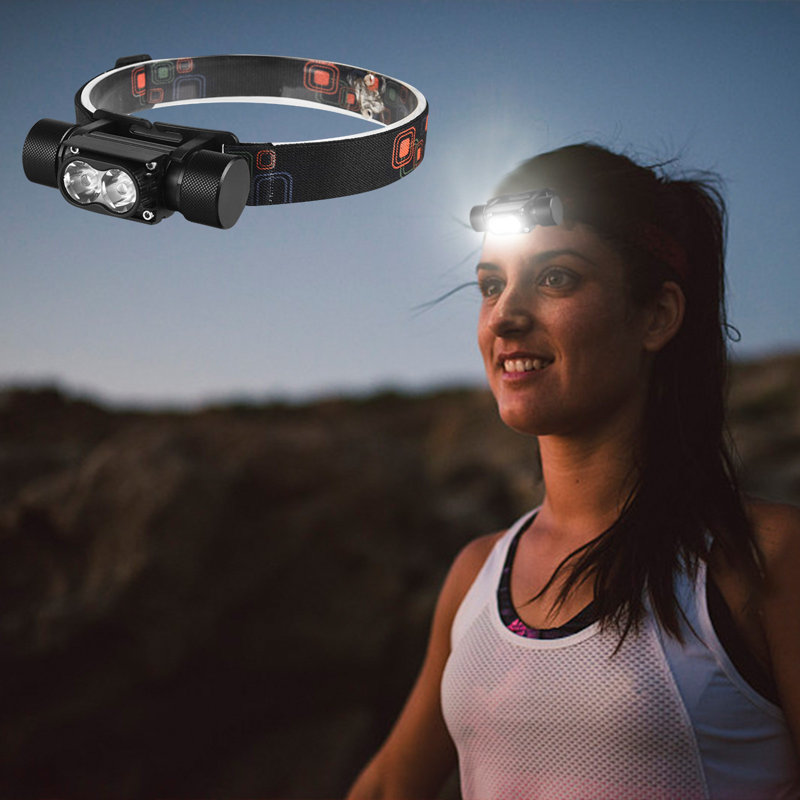 Lampe frontale d'extérieur rechargeable 1800 lumens