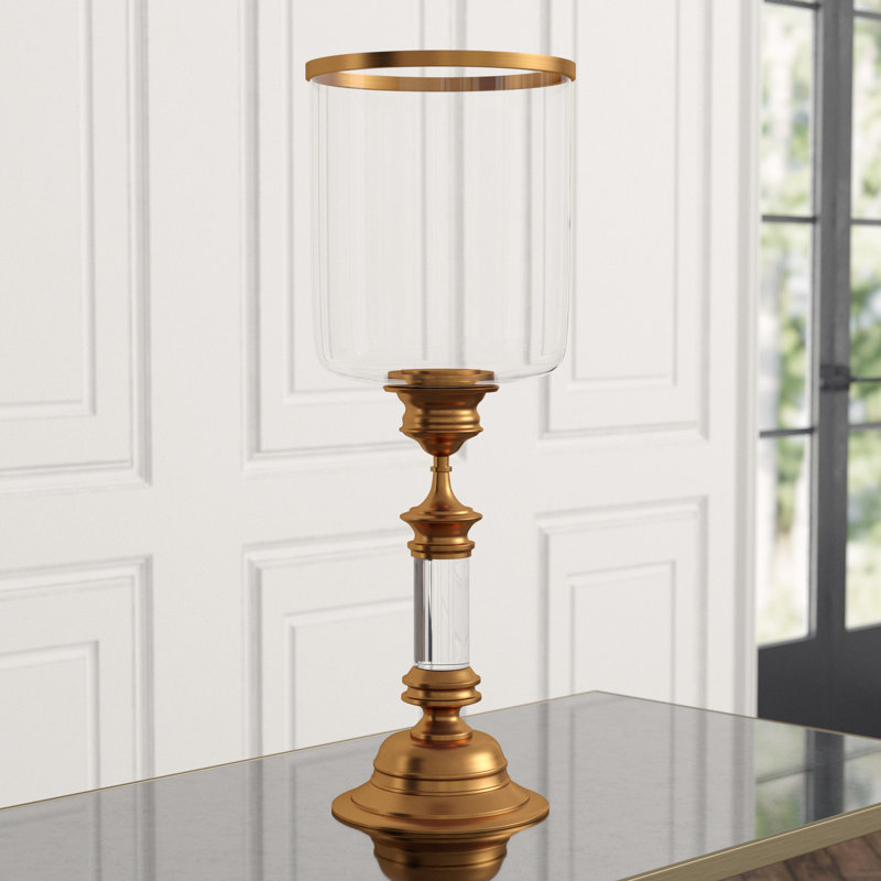 Estate Hurricane, 31" H x 11.25" W x 11.25" D , Antique Brass