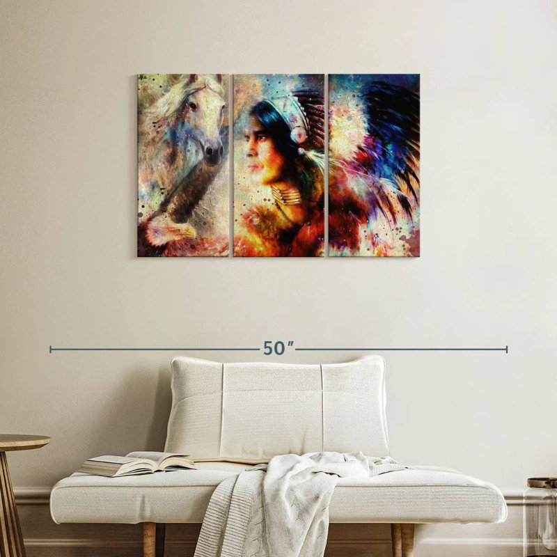 Lelar American Indian Warrior, 24" H x 38" W