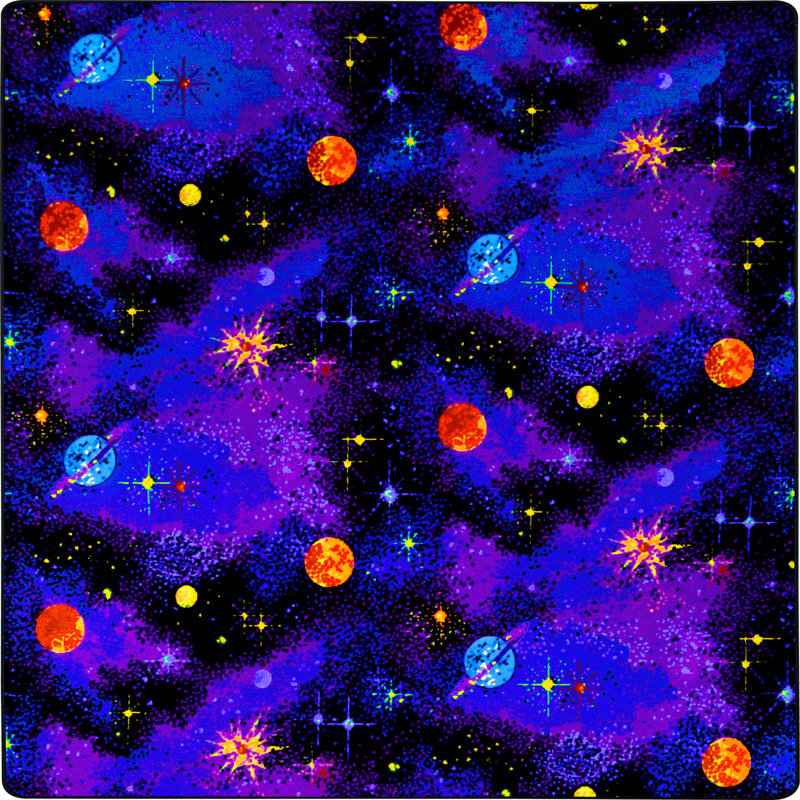 Space Explorer Fluorescent Area Rug by Joy Carpets, Square 6'
