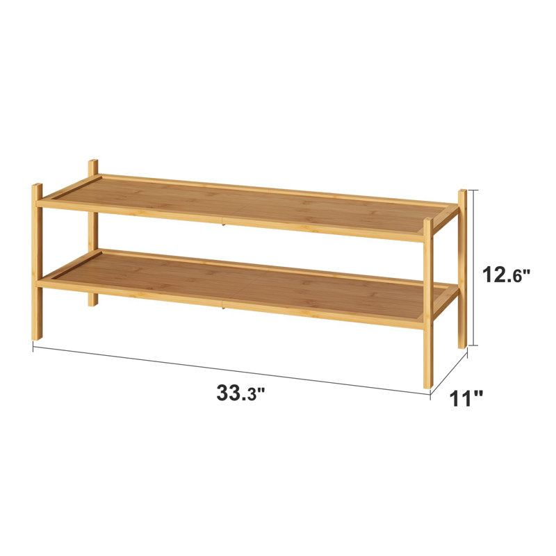 Long 2-Tier Stackable Shoe Rack 11" - Organize Shoes In Living Room With Adjustable Feet And More Storage Space