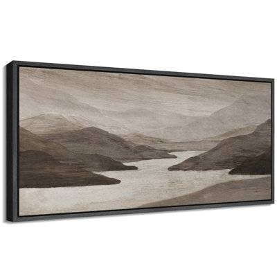 Sun Mountain Landscape " Monochrome Mountain Serenity Minimalist Landscape Antique Retro Colorful Bedroom Large Wall Decor " Print