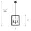 Luminaire suspendu rectangulaire 4 lumières Isiah-260656065