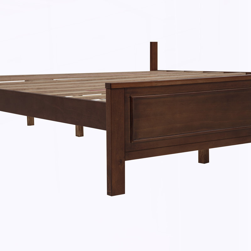 King Size Bed with Tall-Panel Headboard, Walnut, King