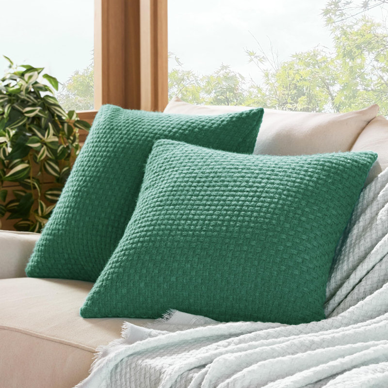 Housses de coussin en jacquard à carreaux, Vert bouteille