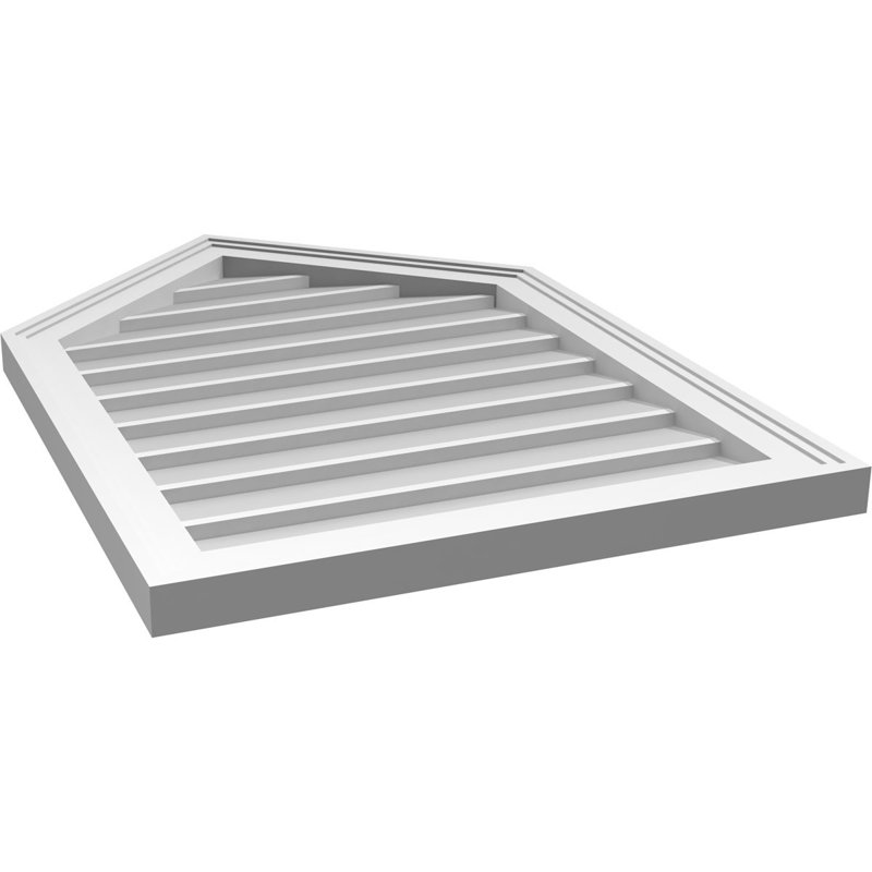 Peaked Top Surface Mount Signature Urethane Non-Functional Gable Vent 11/12 Pitch Primed Tan, 32" H x 22" W x 1.5" D
