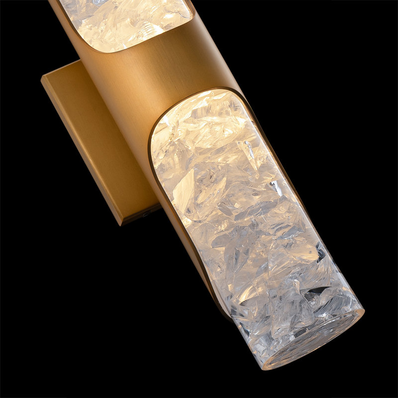 Royce Dimmable LED Wall Sconce With Crystal Shade , 3000K Color Temperature, Aged Brass