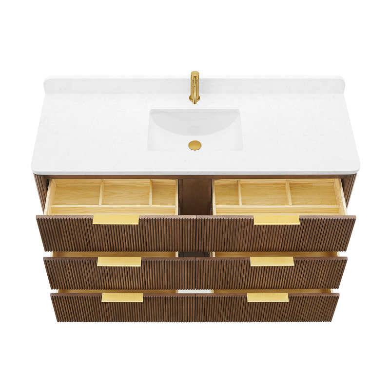 Meuble-lavabo simple 60 po en noyer clair Zanica, Oak Light Walnut, 60"