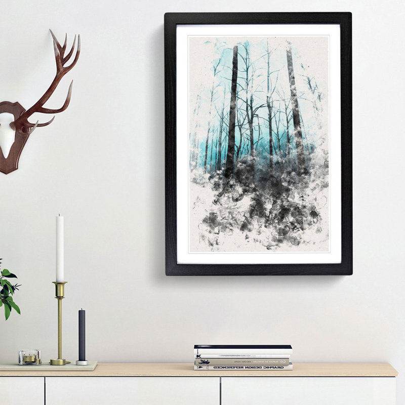 Misty Forest - Picture Frame Painting Print, Black Framed, 63cm H x 45cm W x 2cm D