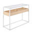 Contemporary Console Table In White Metal, Natural Wood, And Clear Glass