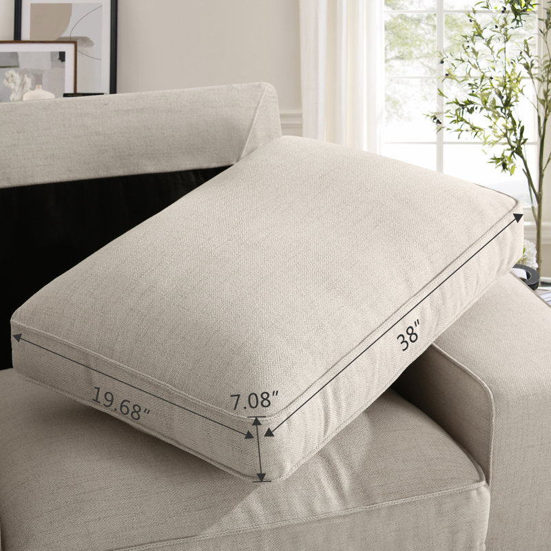 88.58" Luxury Modern Upholstered Sofa For Living Room, Couches With Solid Wood Frame, Beige Polyester Blend