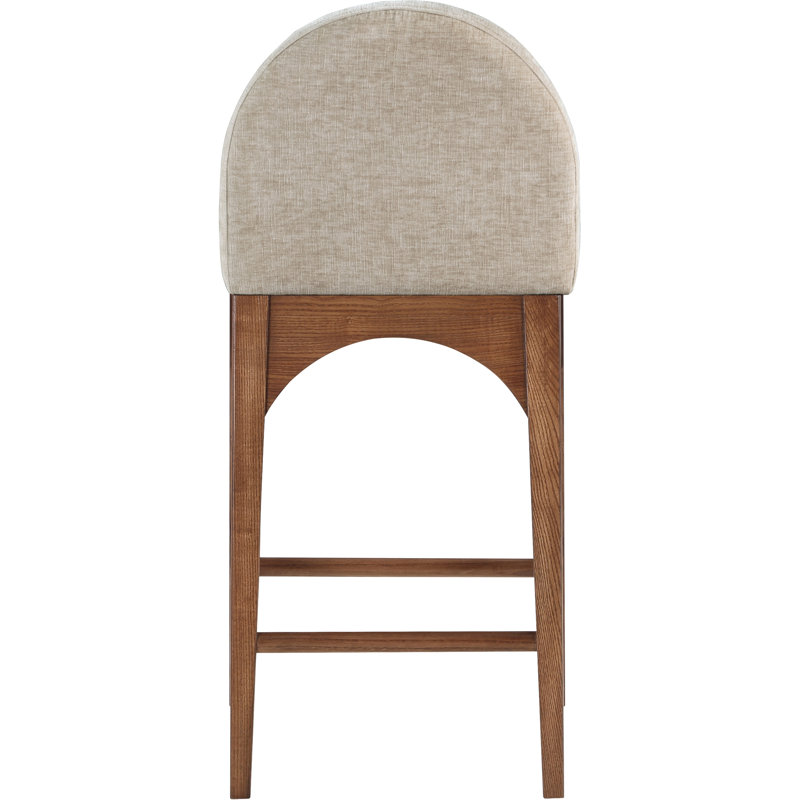Beppo Counter Stool, Beige Chenille, Walnut