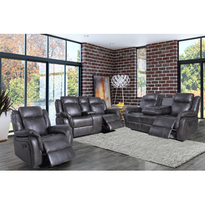 Eyde 3 Piece Faux Leather Reclining Living Room Set by Latitude Run