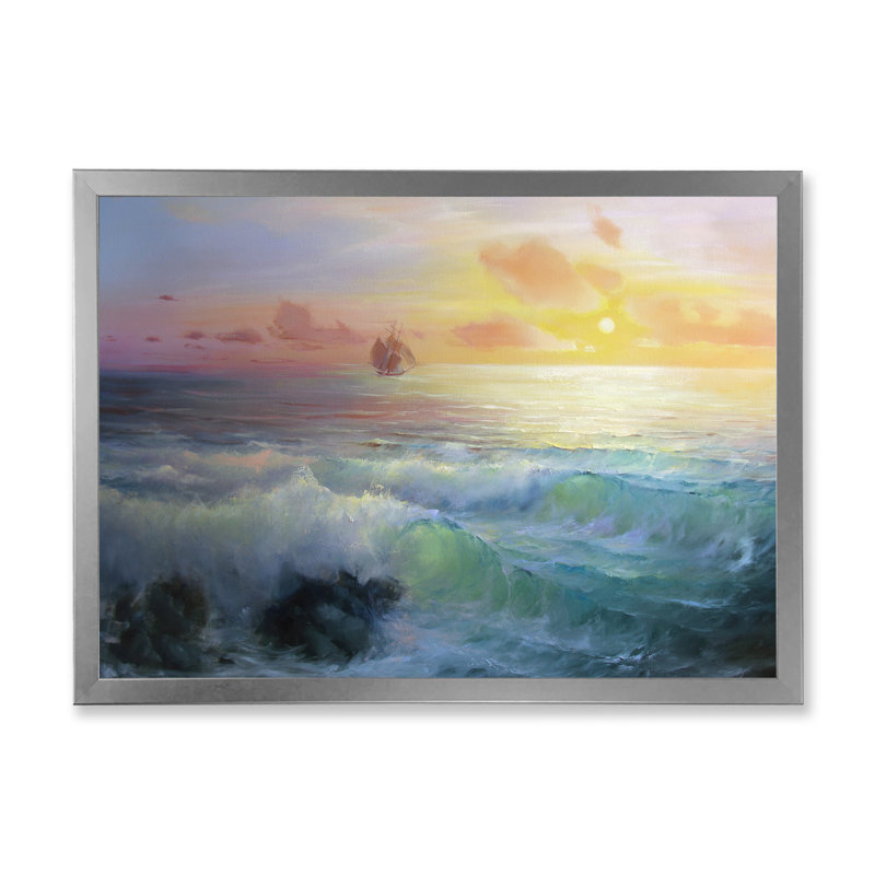 «Warm Surf Waves III», reproduction sur toile, H 30 po x l 40 po x P 1,5 po, Cadre photo argenté