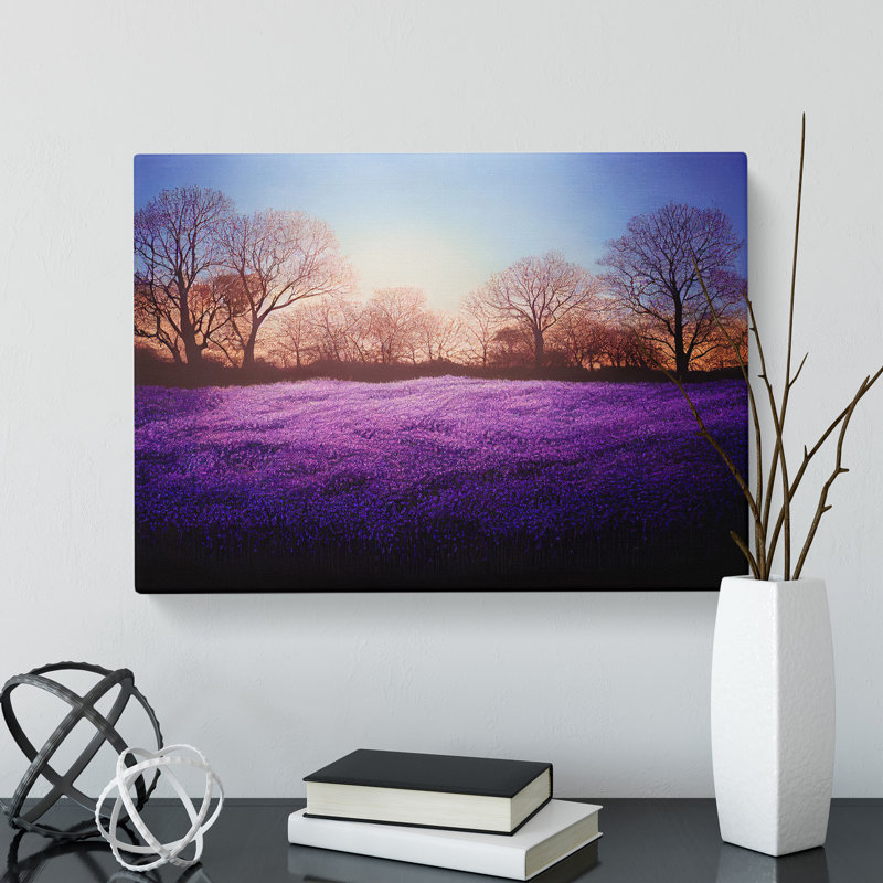 XXX-H1022-WF-8272X Staggering Bluebell Field Sunrise - Wrapped Canvas Print, 40cm H x 60cm W x 3cm D