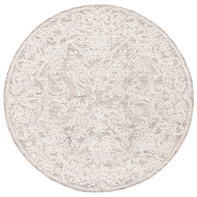 Abstract Hand Tufted Wool Oriental Rug, Round 6'
