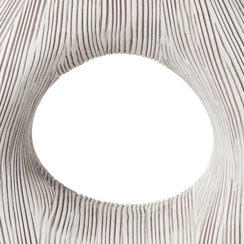 Elara 9" Textured Sculptural Donut Vase (White), 9 inch Donut Vase, White