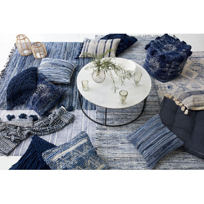 French Connection Elisha Machine Washable Denim Chindi Rugs