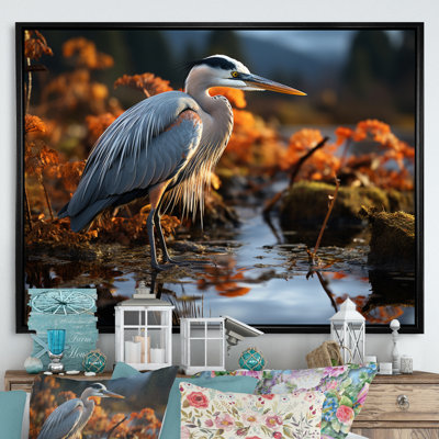 Heron Reflections Of Grace - Animals Wall Art Living Room