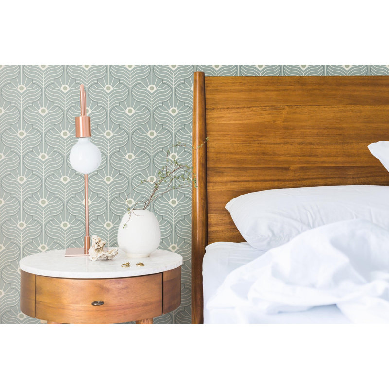 Moroccan Peacock 10' L x 24" W Wallpaper Roll, Powdered Ash, Faux Grasscloth