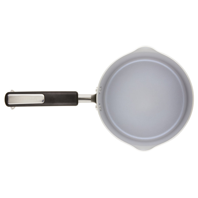 Gray Aluminum Nonstick Saucier with Pour Spout and Lid