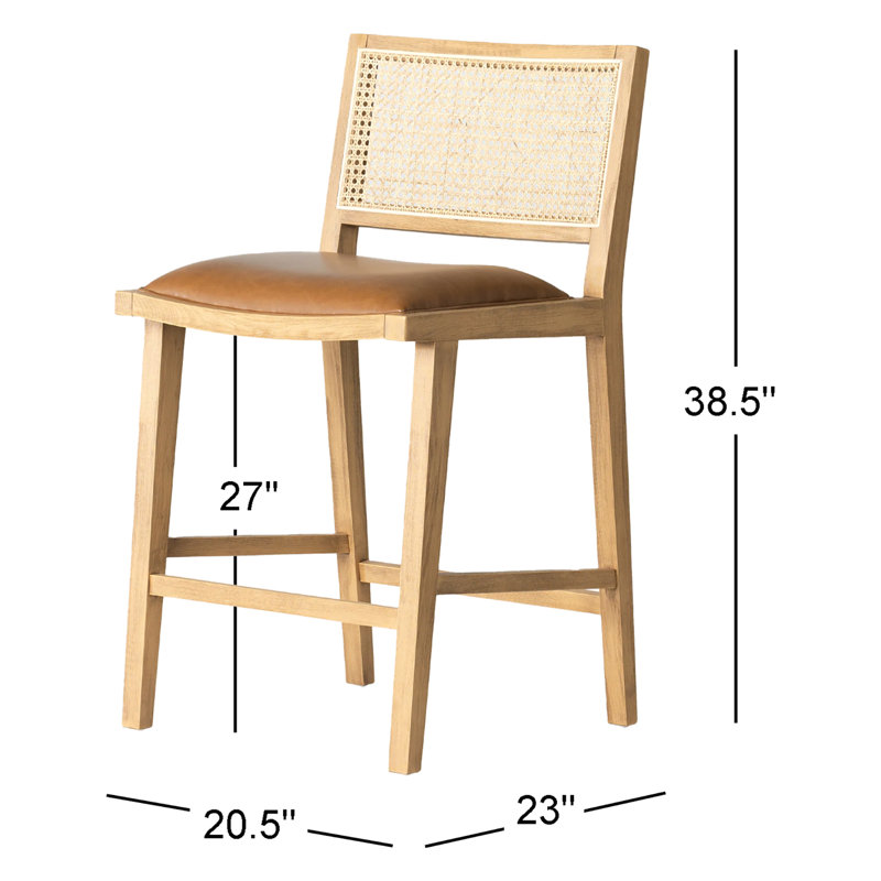 Caswell 27" Counter Stool, Counter Stool (27” Seat Height), Butterscotch Faux Leather