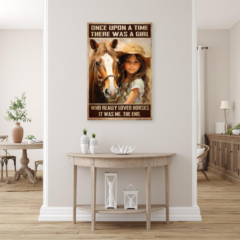 «A Girl Really Lived Horses», reproduction d'art graphique sur toile tendue 1 pièce, H 14 po x l 11 po x P 1,25 po