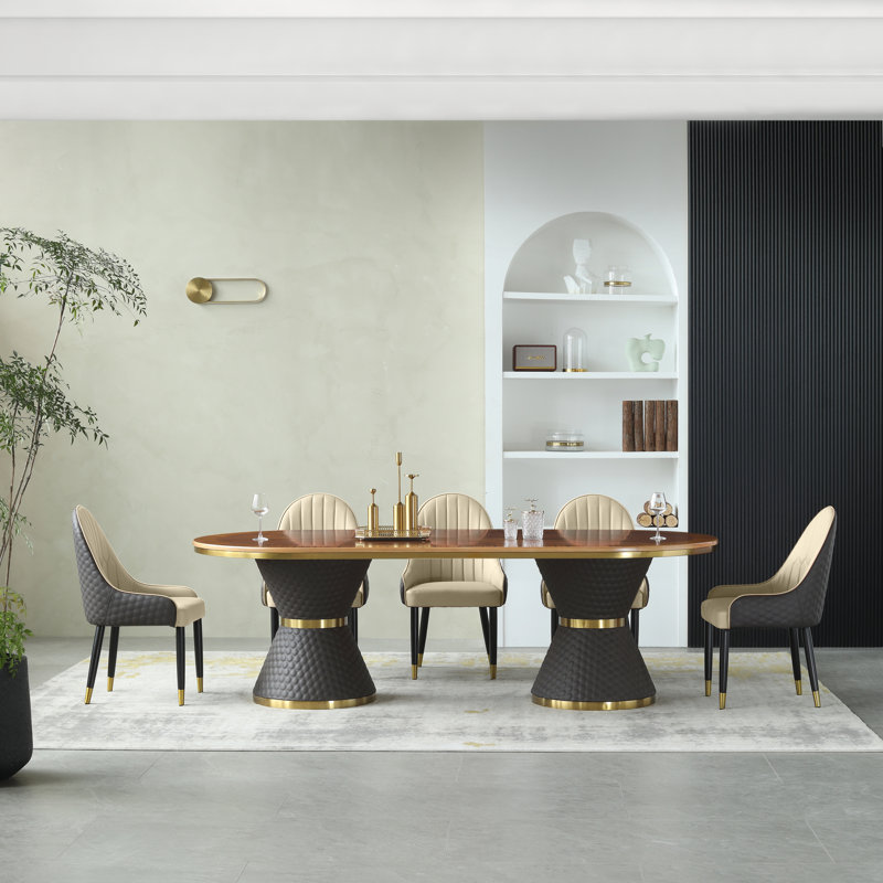 9 - Piece Dining Set, Beige