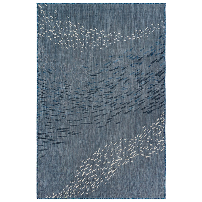 Tapis intérieur / extérieur bleu marine / blanc / gris Baffin, Rectangle 6 pi 6 po x 9 pi 4 po
