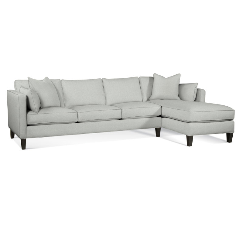 Lenox Chaise Sectional, Black, Right Hand Facing, Green Performance Fabric; 0851-54