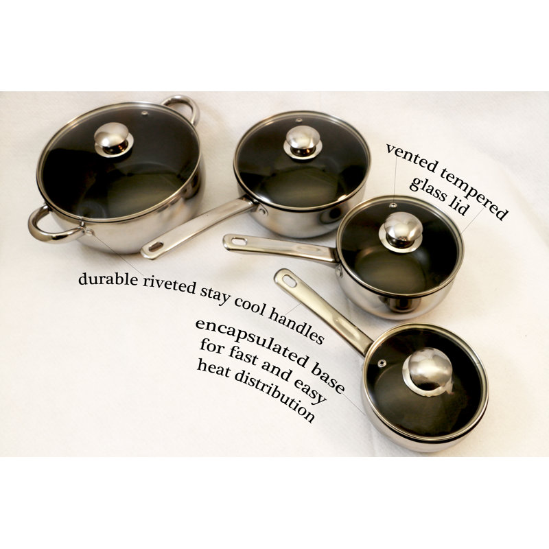 18-Piece Stainless Steel Non-Stick Cookware Set with Glass Lids