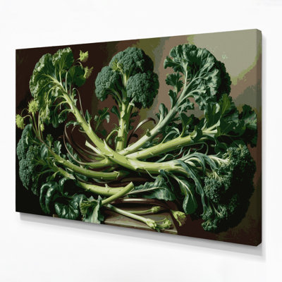 Vegetables Broccoli Rabe Brown Canvas Wall Art