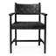 Dining Chair Tiberio With Arm Black Leather Classic Black