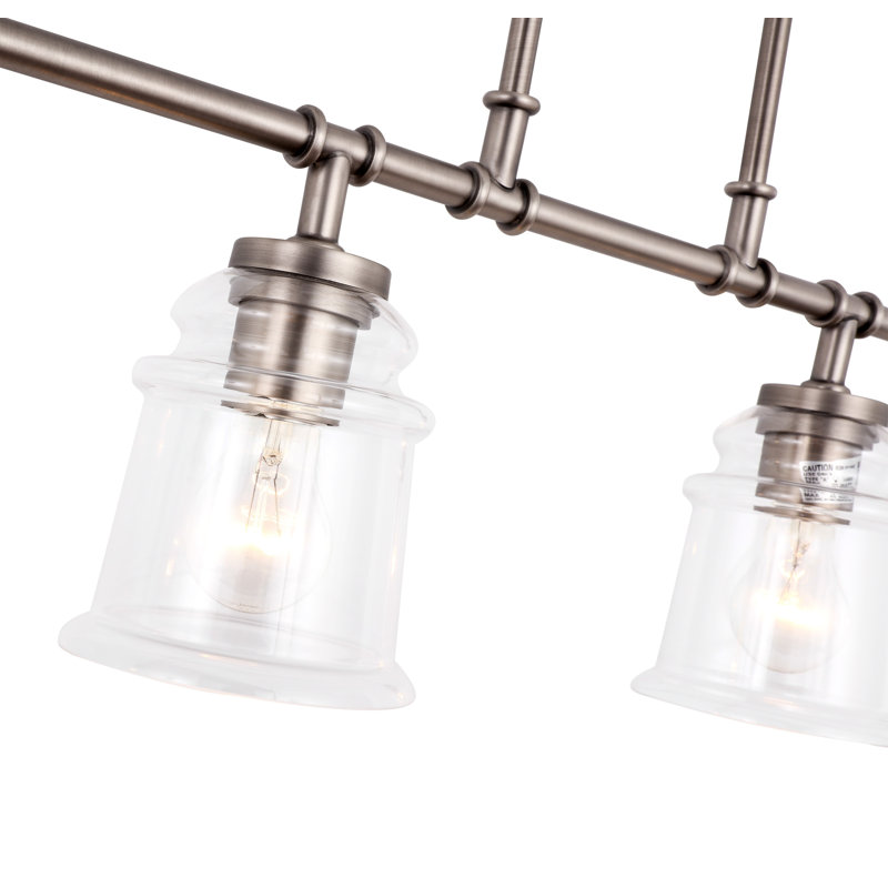 Luminaire suspendu linéaire pour îlot de cuisine 4 lumières Shifflett, Nickel antique