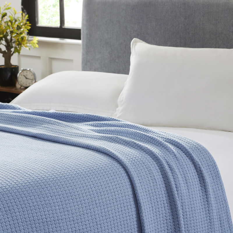 Couverture en coton , Bleu acier, Simple