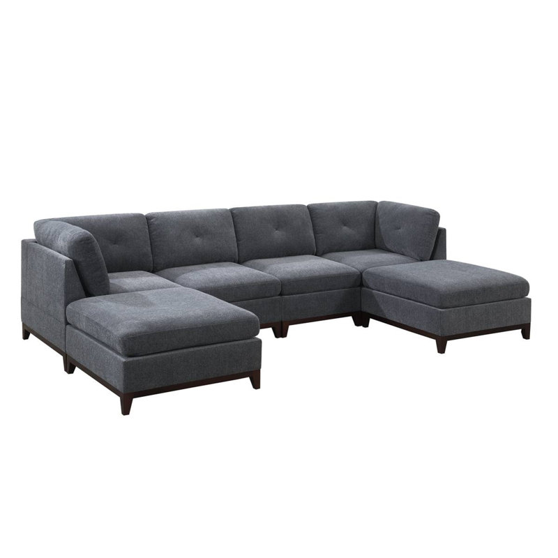 Danhiccy Upholstered U-Shaped Sectional Symmetrical, Ash Gray Chenille