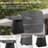 5-Piece Outdoor Pedestal Dining Set, 44" Rounded Square Sintered Stone Table With Flared Base And 4 Armchairs, Sunbrella Cushions, Rust-Free Aluminum, Weather-Resistant, For Patio Or Deck