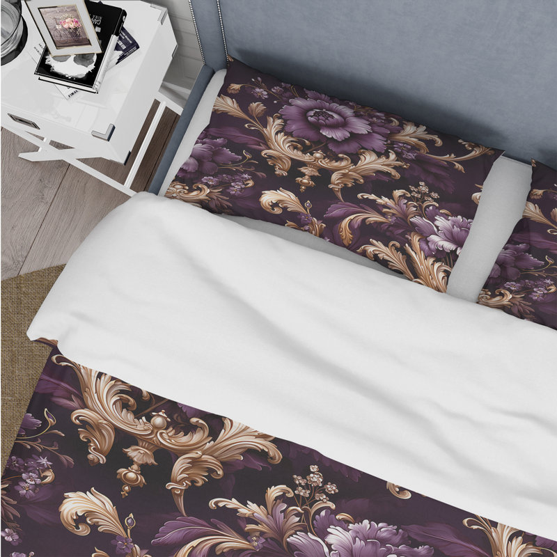 Ensemble de housse de couette à motif floral Renaissance Revival Victorian Pattern XI