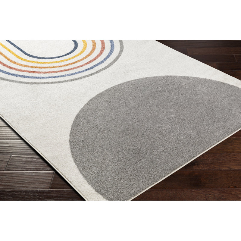 Andressa Rectangle Machine Woven Polypropylene Area Rug in Grey, Rectangle 5'3" x 7'