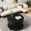 Table basse ronde moderne avec compartiment caché, tablette ouverte et pieds réglables-717485580