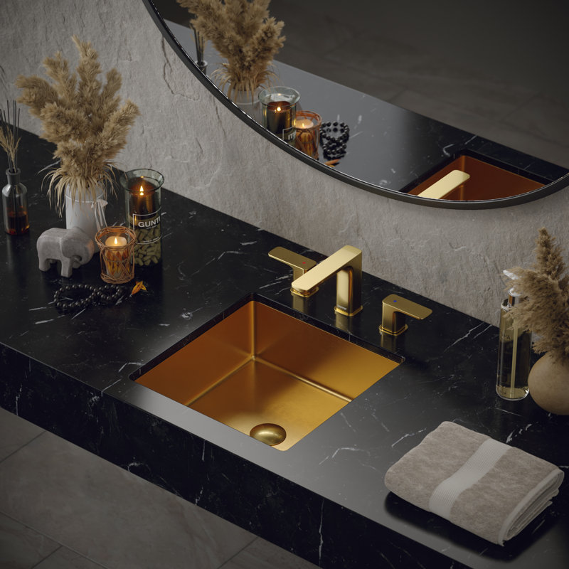 Karran Cinox 15.75'' Stainless Steel Square Bathroom Sink, Gold