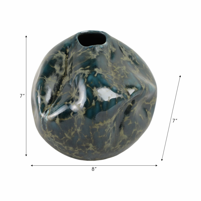 Vase décoratif en faïence, poterie sculpturale unique, pièce décorative moderne pour la maison, H 7 po x l 8 po x P 7 po