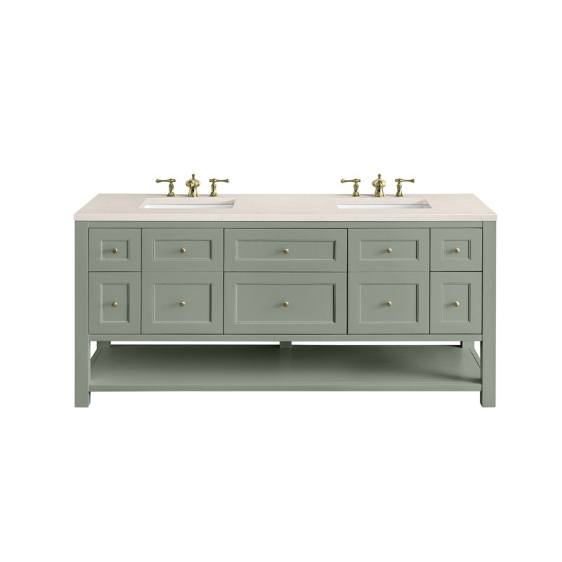 Breckenridge 72'' W Double Vanity, Charcoal Soapstone, Smokey Celadon, 8" Widespread
