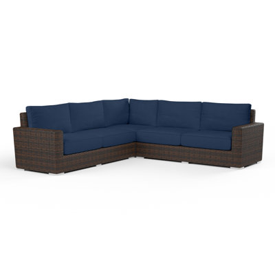 Montecito 106.50'' Wide L-Shaped Premium All-Weather Wicker Patio Sectional with Sunbrella® Cushions