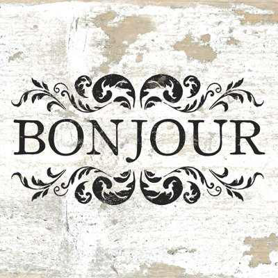 Bonjour Distressed - Wrapped Canvas Print